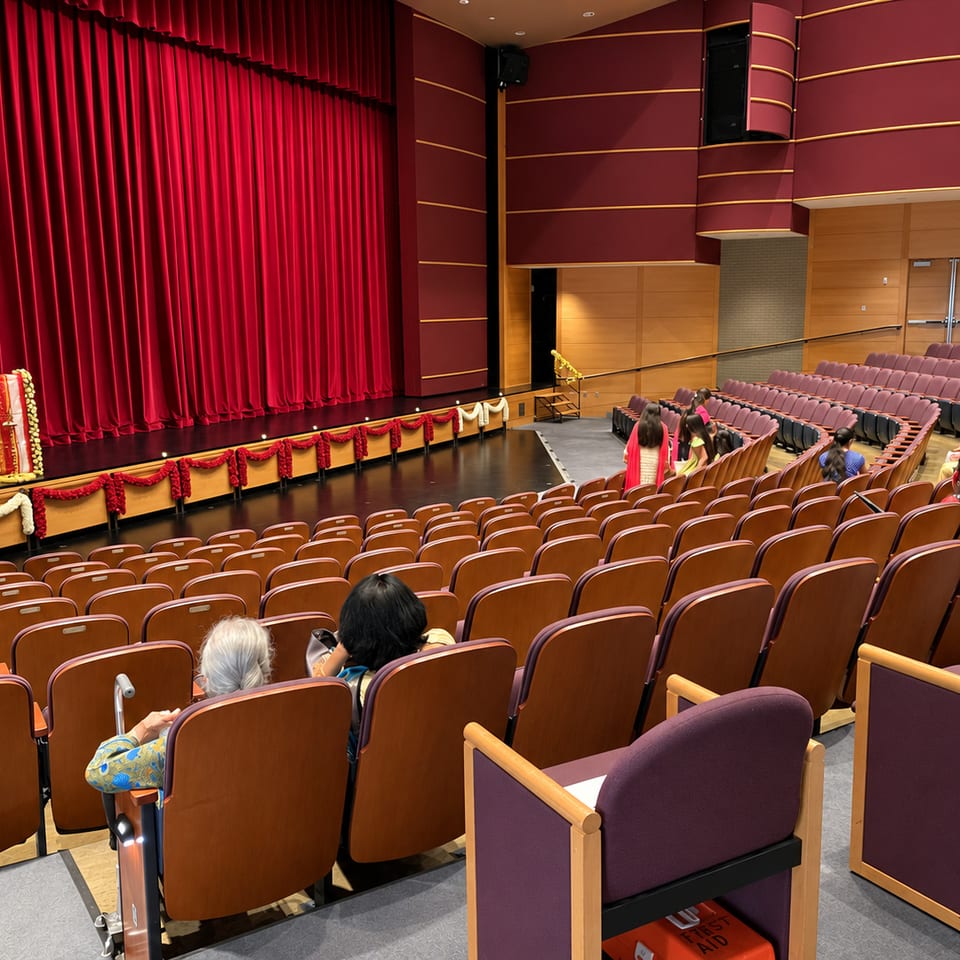 Event auditorium with decorated stage